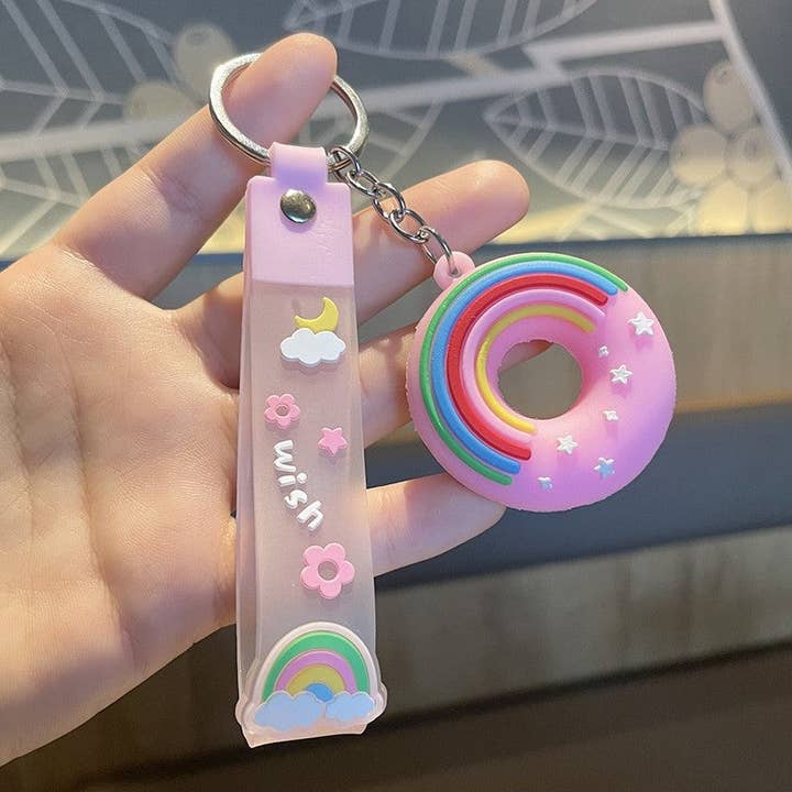 FurDecoration – wholesale Nyckelringar - Dam – Härlig PVC Donut nyckelring hänge