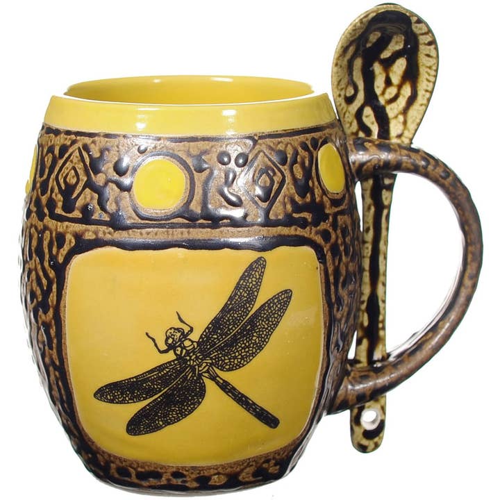 Always Azul Pottery - Wholesale Coffee Mug - Dragonfly Mugs with Spoons Box Set (made to order)