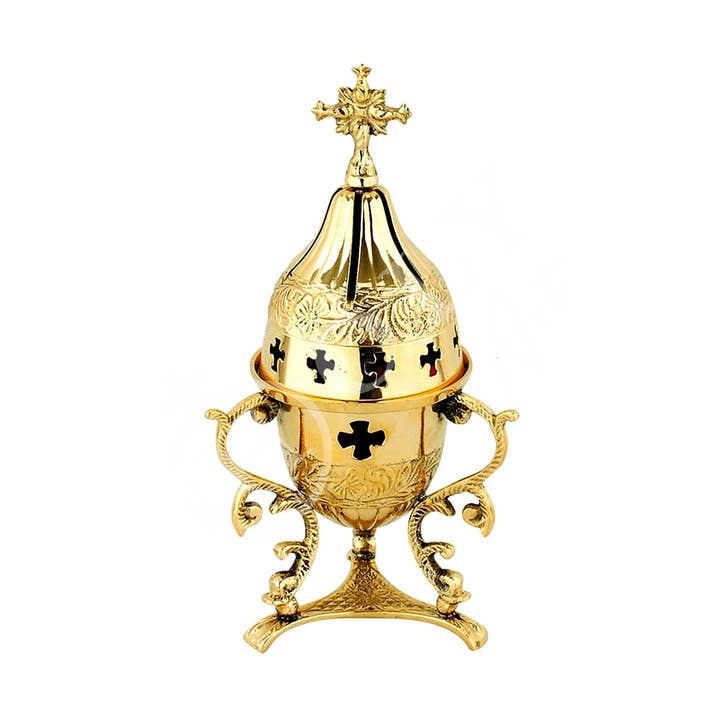 TheHolyArt - Vendita all'ingrosso Decorazioni da tavolo - Lampada da veglia a olio da tavolo cristiana in ottone con croce, lampada a olio da preghiera in metallo dipinta a mano, candela a olio ortodossa con tazza di vetro, religiosa0