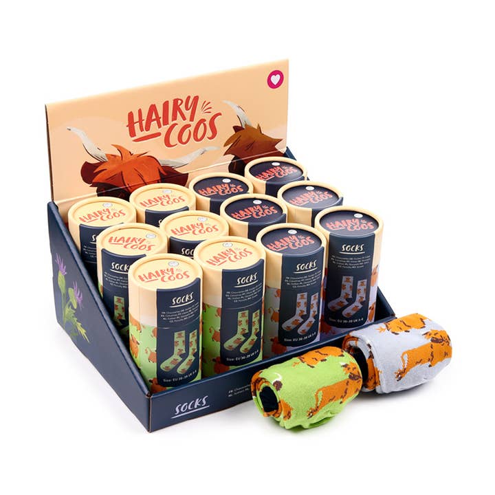 Calcetines de Highland Coo Peludos en un Tubo para venta al por mayor de Puckator Ltd