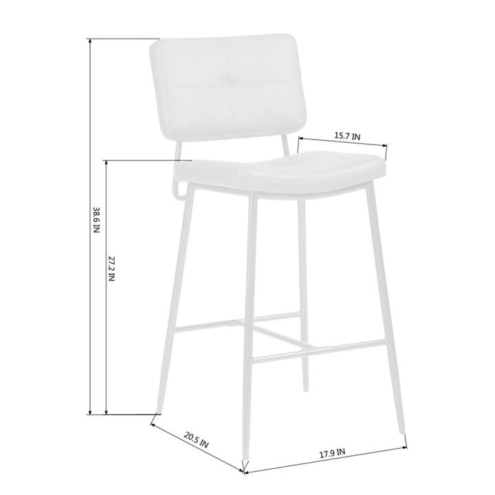 39F Inc. - Wholesale Stool - 26.8'' Counter Stool with High Back Metal Leg PU-Black/Cream9