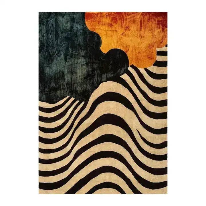 Eleganter Streifen getufteter Wollteppich für den Großhandel von Maia Homes