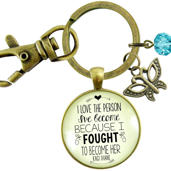 Brave women Mantra Keychain I Love the Person I've Becom ^ for wholesale by Gutsy Goodness