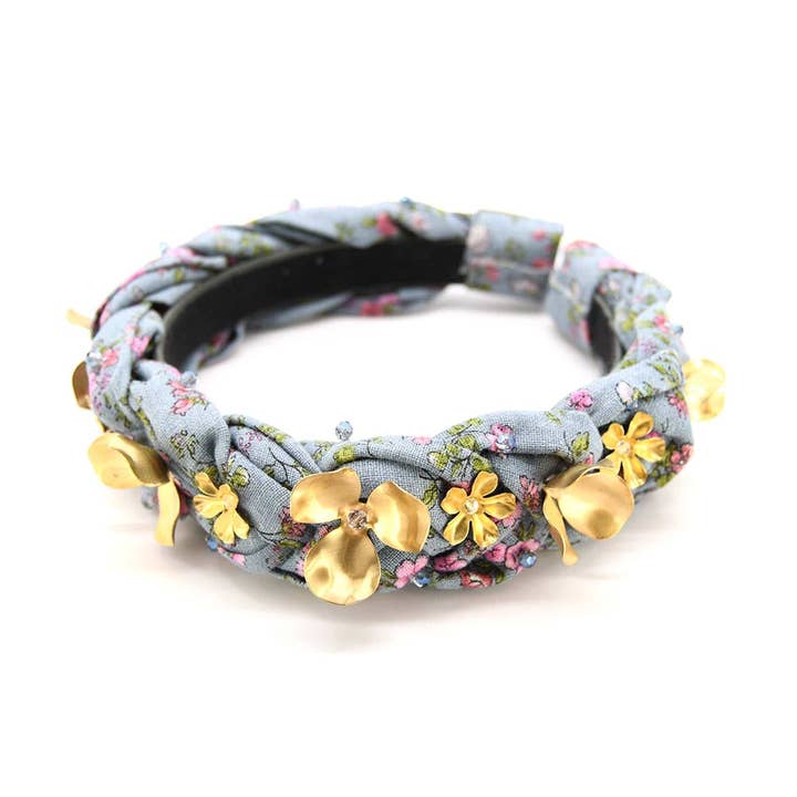 Empire Blue Floral Headband for wholesale by ADIBA