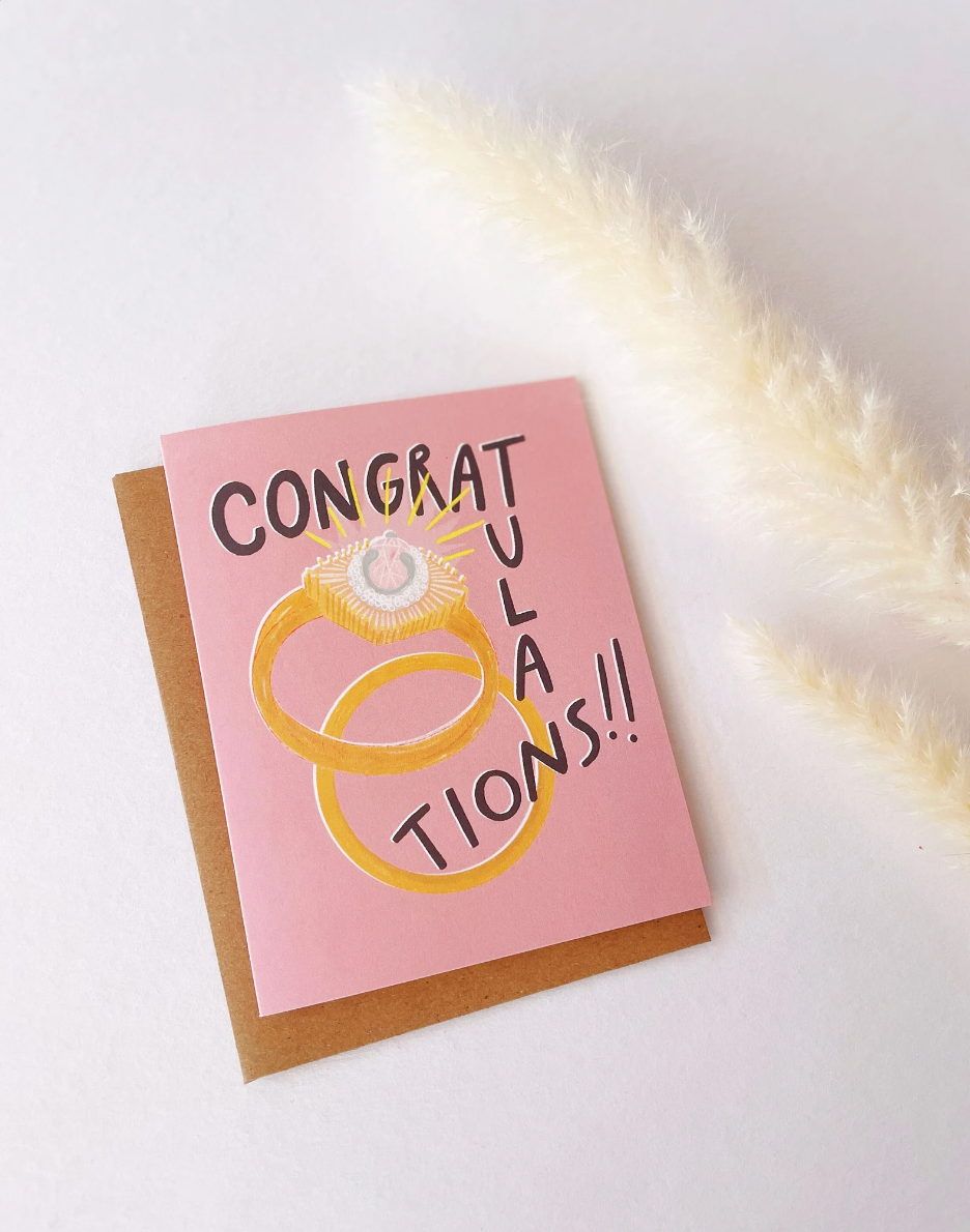 Abbie Ren Illustration - Wholesale Congratulations Card - Rings Congratulations Wedding Greeting Card1