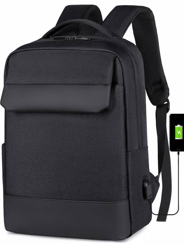Laptop Bag Laptop Backpacks Custom Business Smart USB Compute Travel Large Capacity Waterproof for Men Soft Fashion - Black for wholesale by Savoy Active