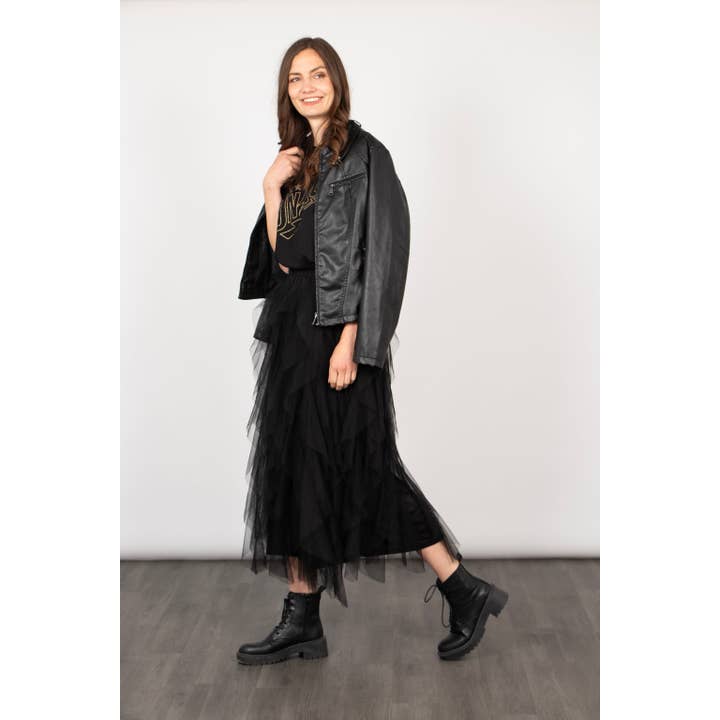 Sarta โ wholesale Skirt โ Womenโs โ Layla Maxi Tulle Skirt - Black, Layered Frills1