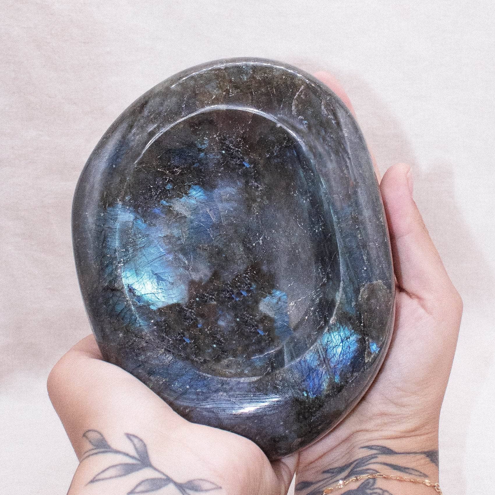 Tiny Rituals - Wholesale Spiritual Stone/Crystal - Genuine Labradorite Blue Flame Bowl - 1 of a Kind20