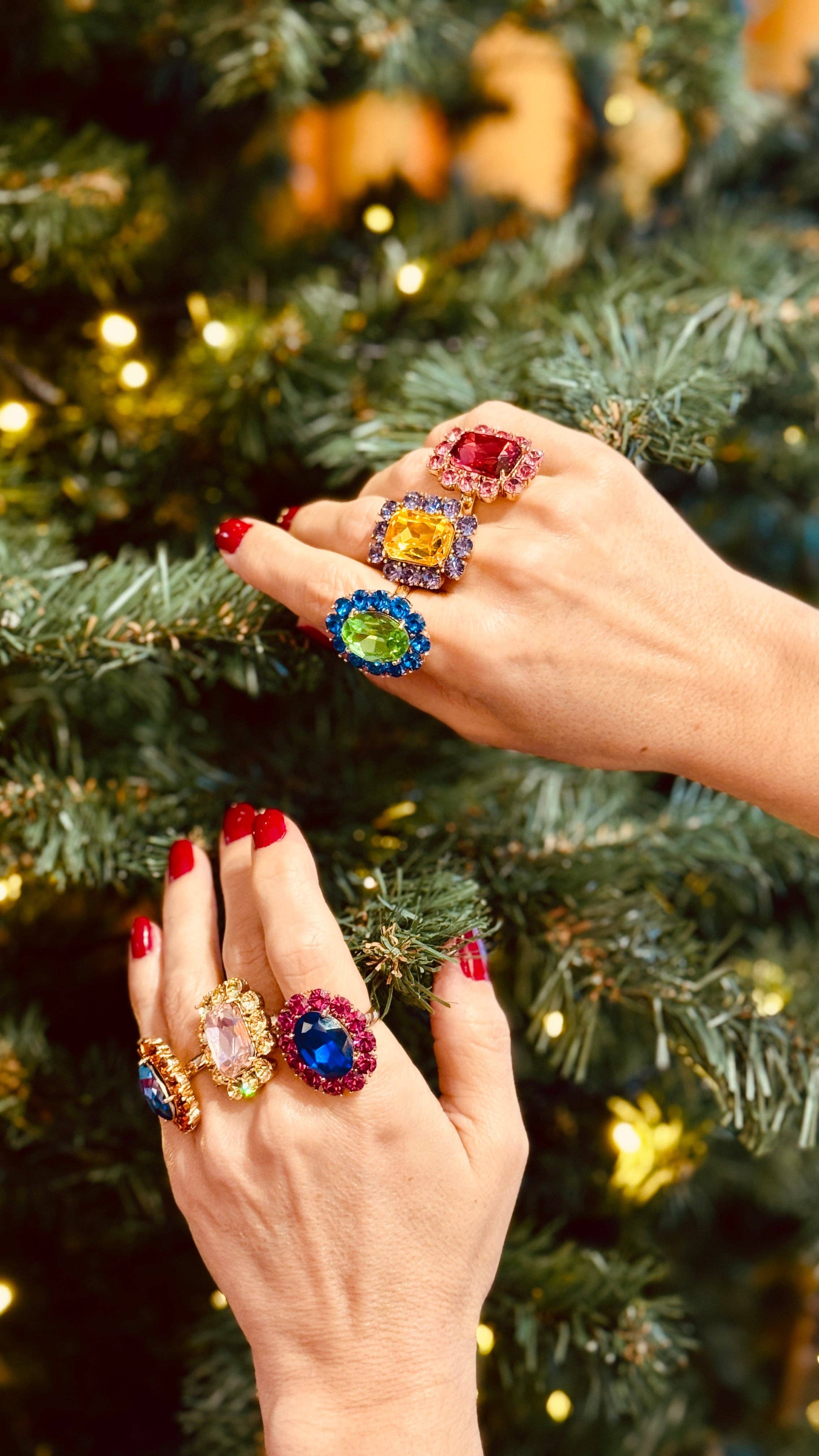 Ninon - Wholesale Cocktail/Statement Ring - Petite Ninon Square Sarı Pembe Yüzük1