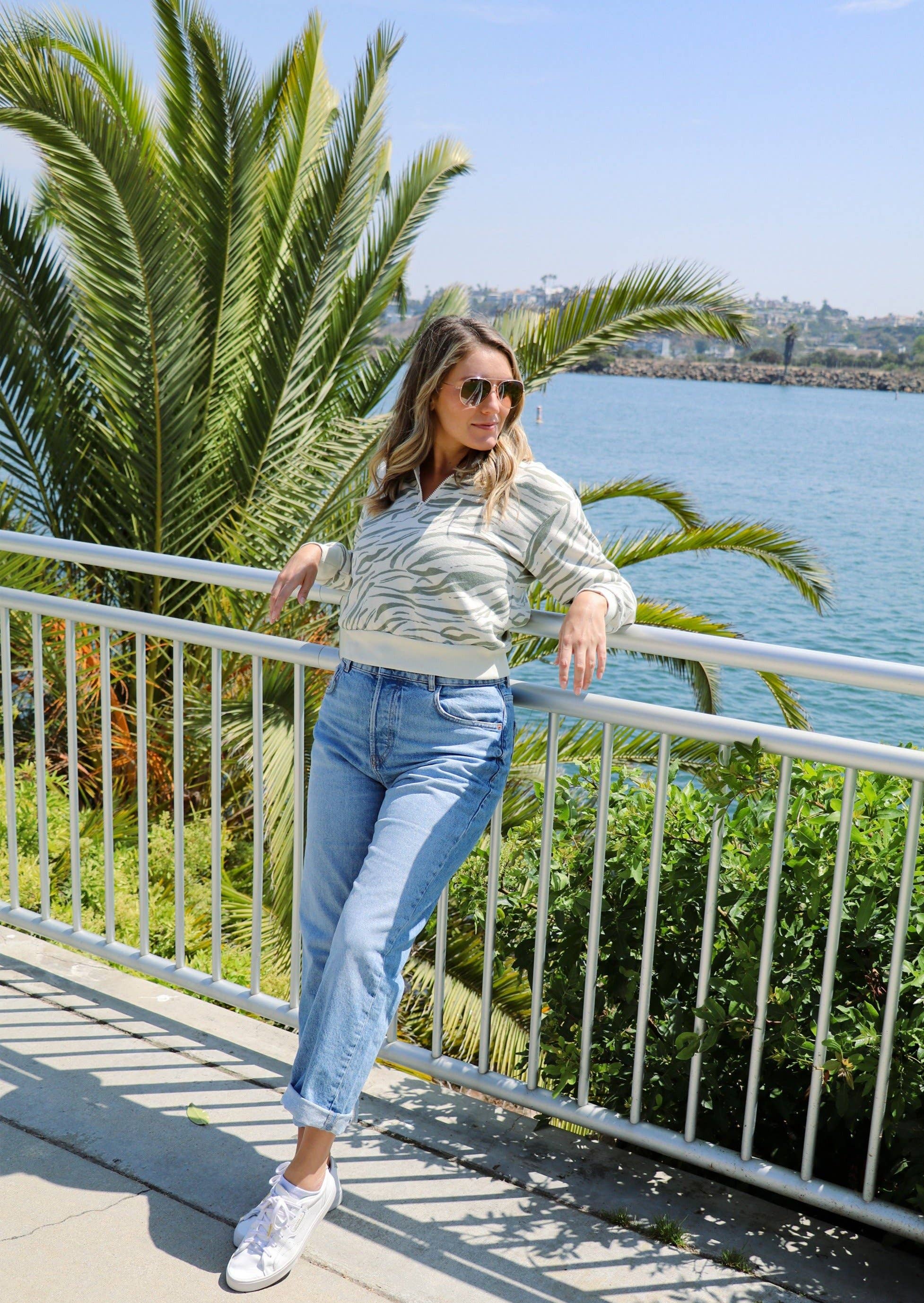 Stone Sahara Tiger Hilary Quarter Zip Pullover for wholesale on Faire7