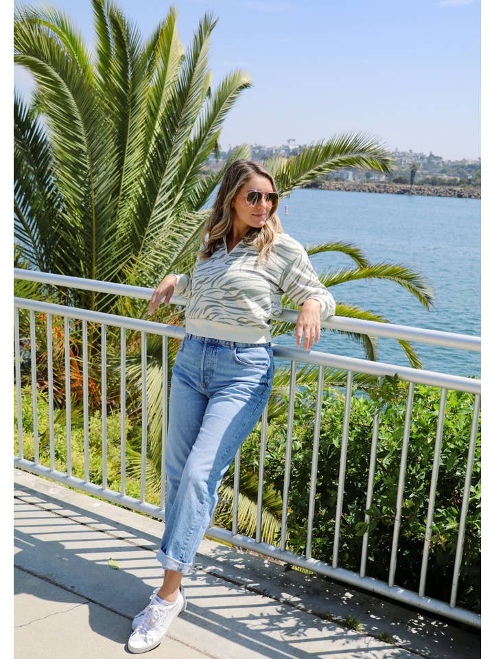 Stone Sahara Tiger Hilary Quarter Zip Pullover for wholesale on Faire7