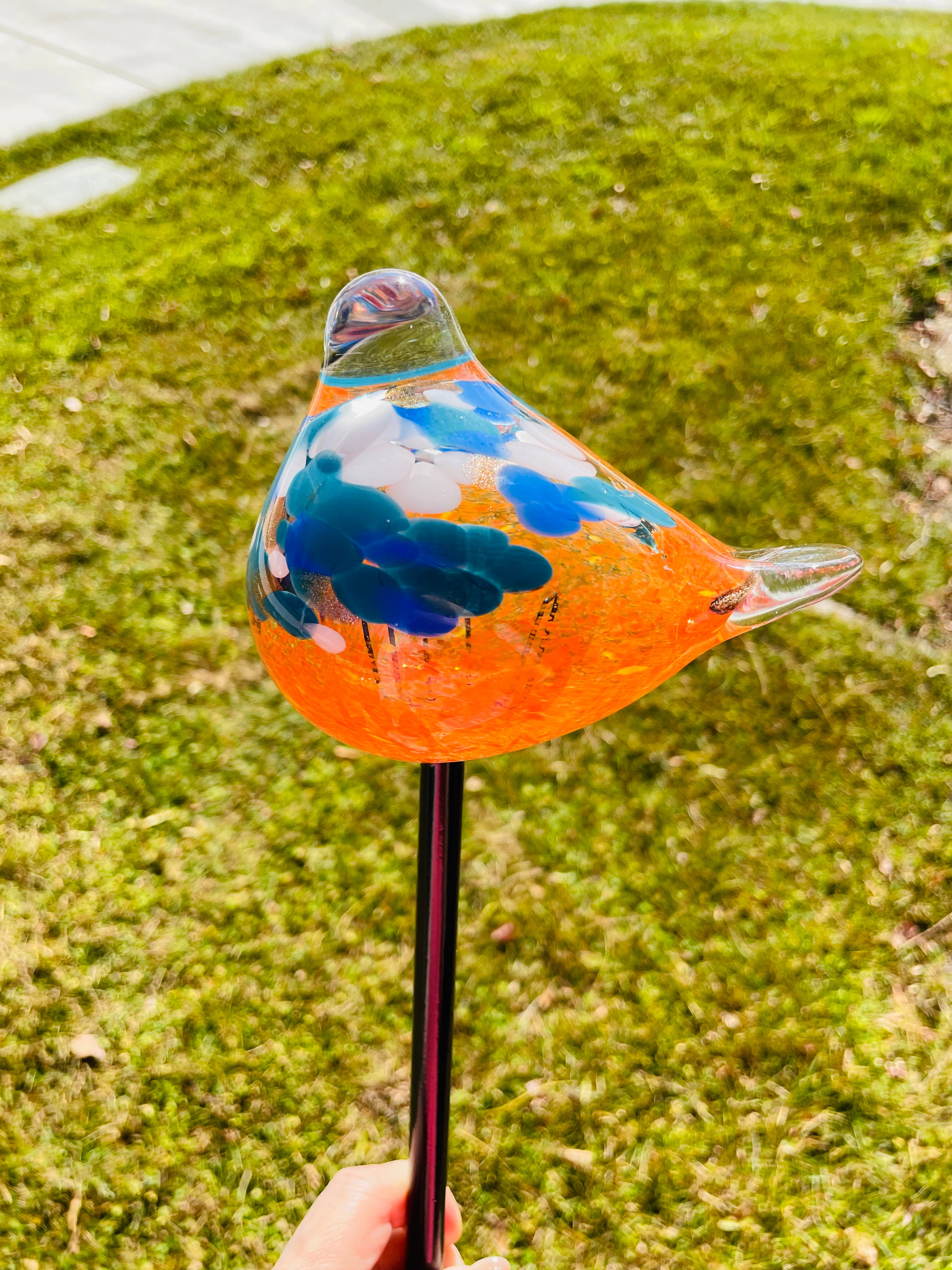 ApricotMint – Großhandel Pfosten/Pfähle – Art Glass Solar Vogel Pfahl sortiert Set6