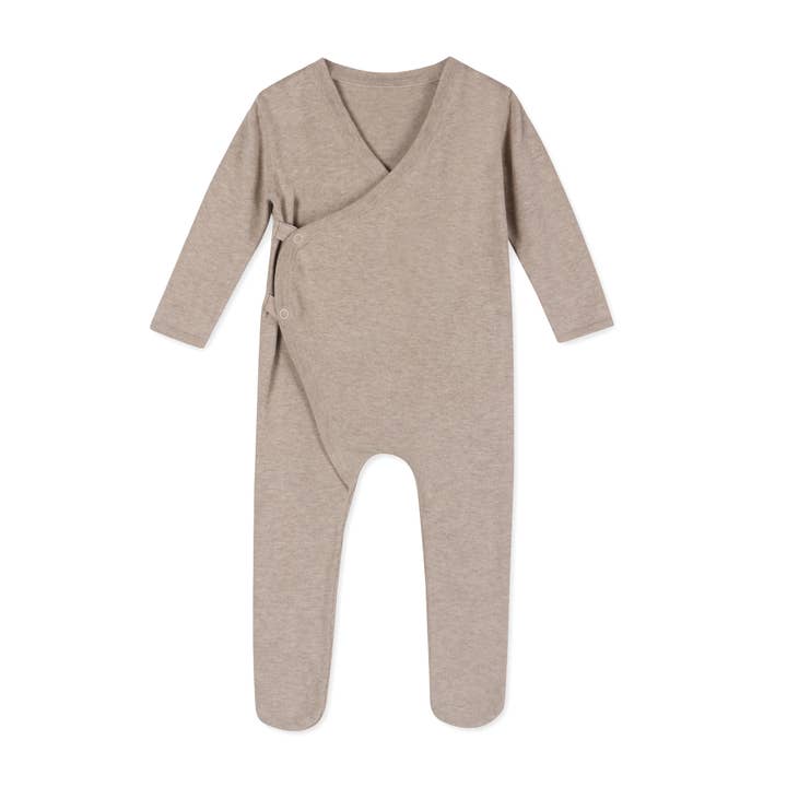 Milan Sweater Knit Baby Kimono Footie Coverall (Organic) for wholesale by Viverano Organics