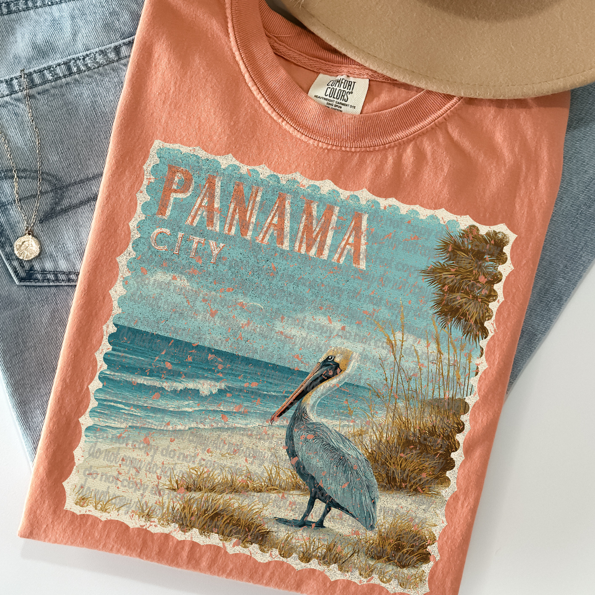 Flawless Transfers - Wholesale Sublimation Transfer - Panama City Vintage Stamp DTF Transfer0