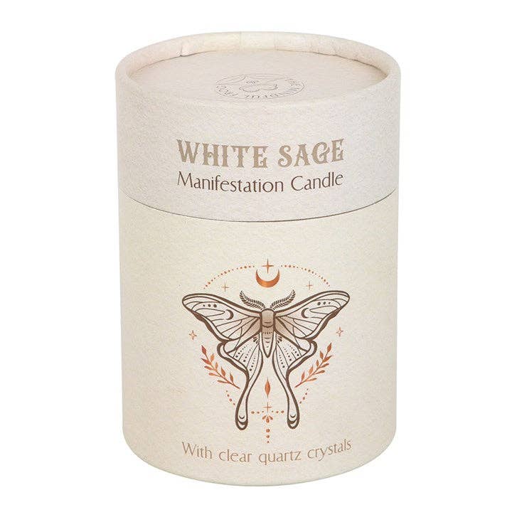 Something Different Wholesale - Wholesale Jar/filled candle - Luna Moth Manifestation Candle with Clear Quartz Crystals4
