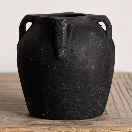Noir Black Wash Vase with Handles Small for wholesale by Luxe B Co Canada