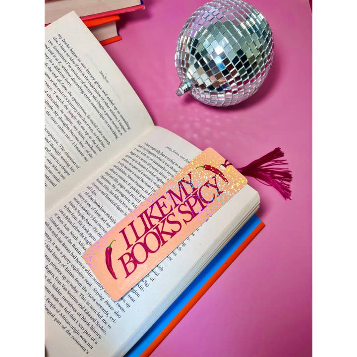by Rosybum – wholesale Bookmark – I Like My Books Spicy Holographic Tassle Bookmark -Romantasy9