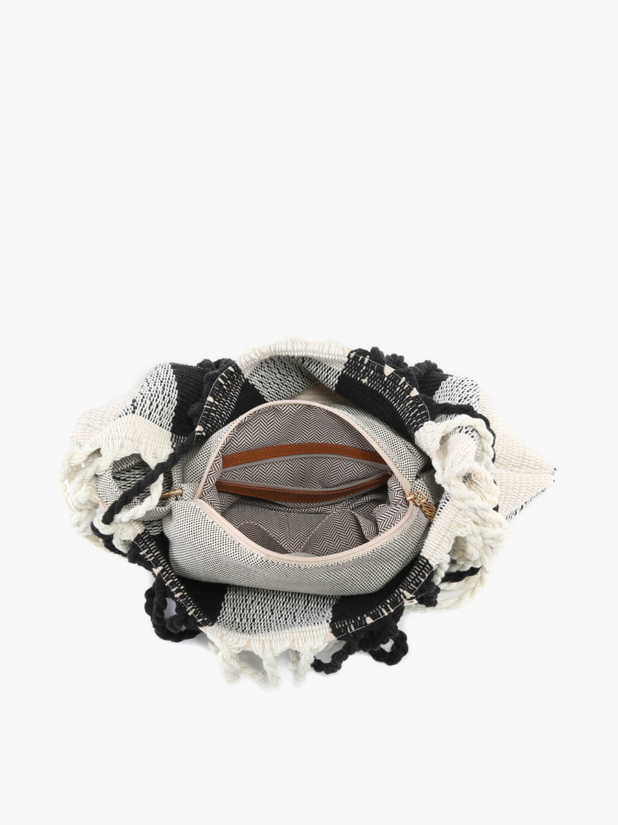 Jen & Co. - Wholesale Schoudertas - Dames - M2092 Juni Geruite Handgeweven Schoudertas1