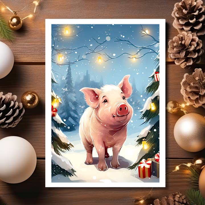 Have a Hoggy Holiday Christmas Holiday Greeting Card for wholesale by The Naughty Equestrian
