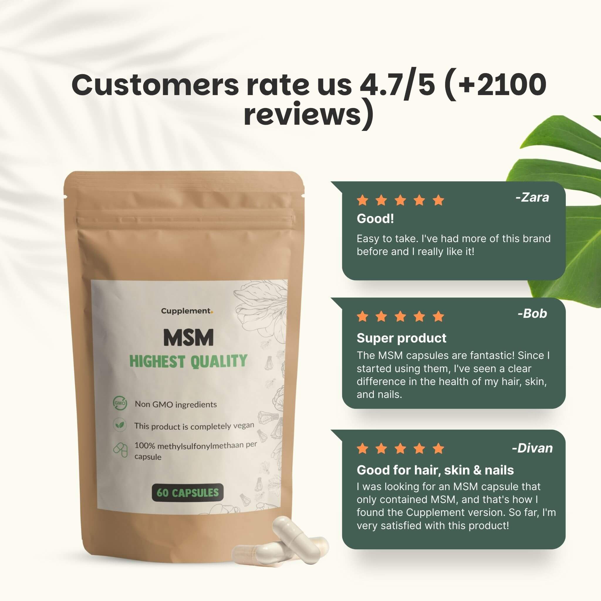 Cupplement b.v. - Wholesale Oral Supplement/Vitamin - MSM Capsules 500 mg -  60 Capsules4