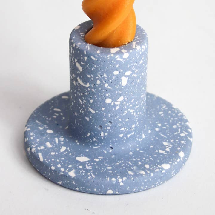 Candlestick Holder- CORNFLOWER BLUE for wholesale by Terrazzo Parazo