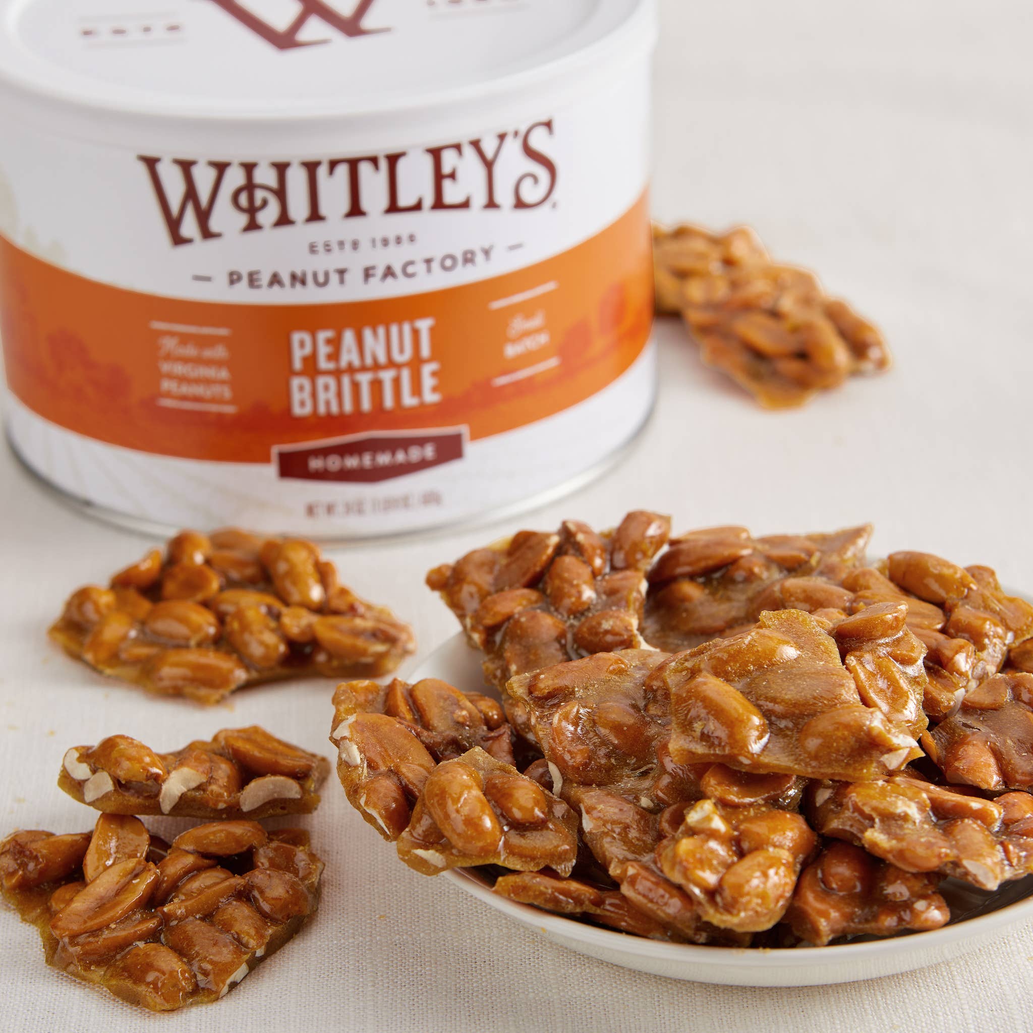 Whitley's Peanut Factory - Wholesale Brittle - 24 oz. Tins  Homemade Peanut Brittle2