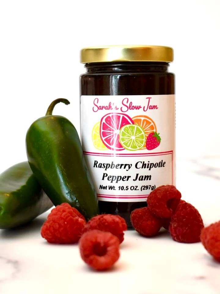 Raspberry Chipotle Pepper Jam for wholesale by Sarah's Slow Jam