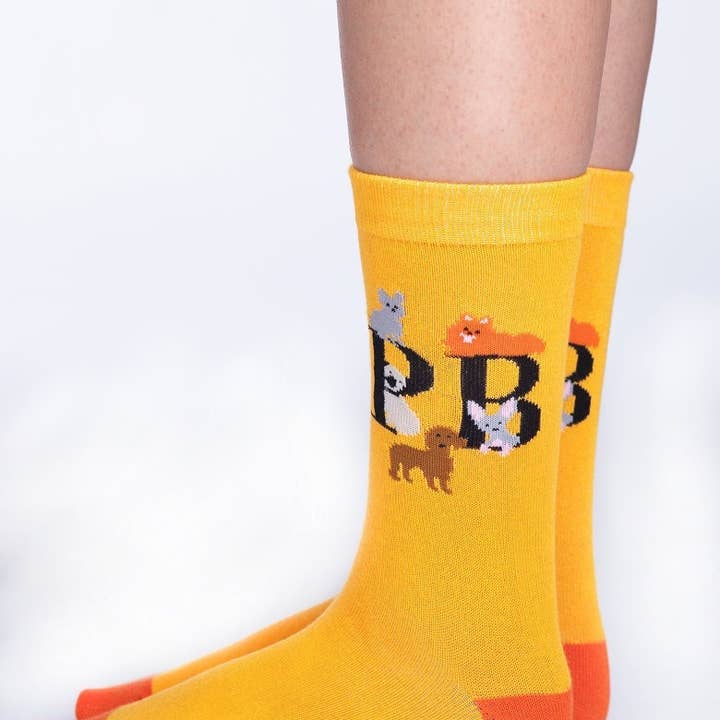 Dog Mum Geschenksocken für Hundeliebhaber, aus glattem Bambus, Orange für den Großhandel von PrimaBerry