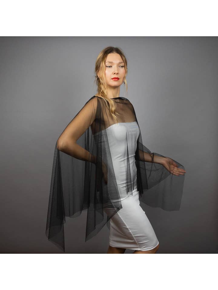 BridalSpain - Wholesale Cape - Women's - Gold and Black Tulle Wraps, Shrugs, and Capes8