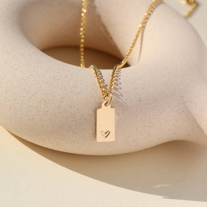 Token Jewelry - Wholesale Pendant/Charm Necklace - Mini Tag Necklace with Heart