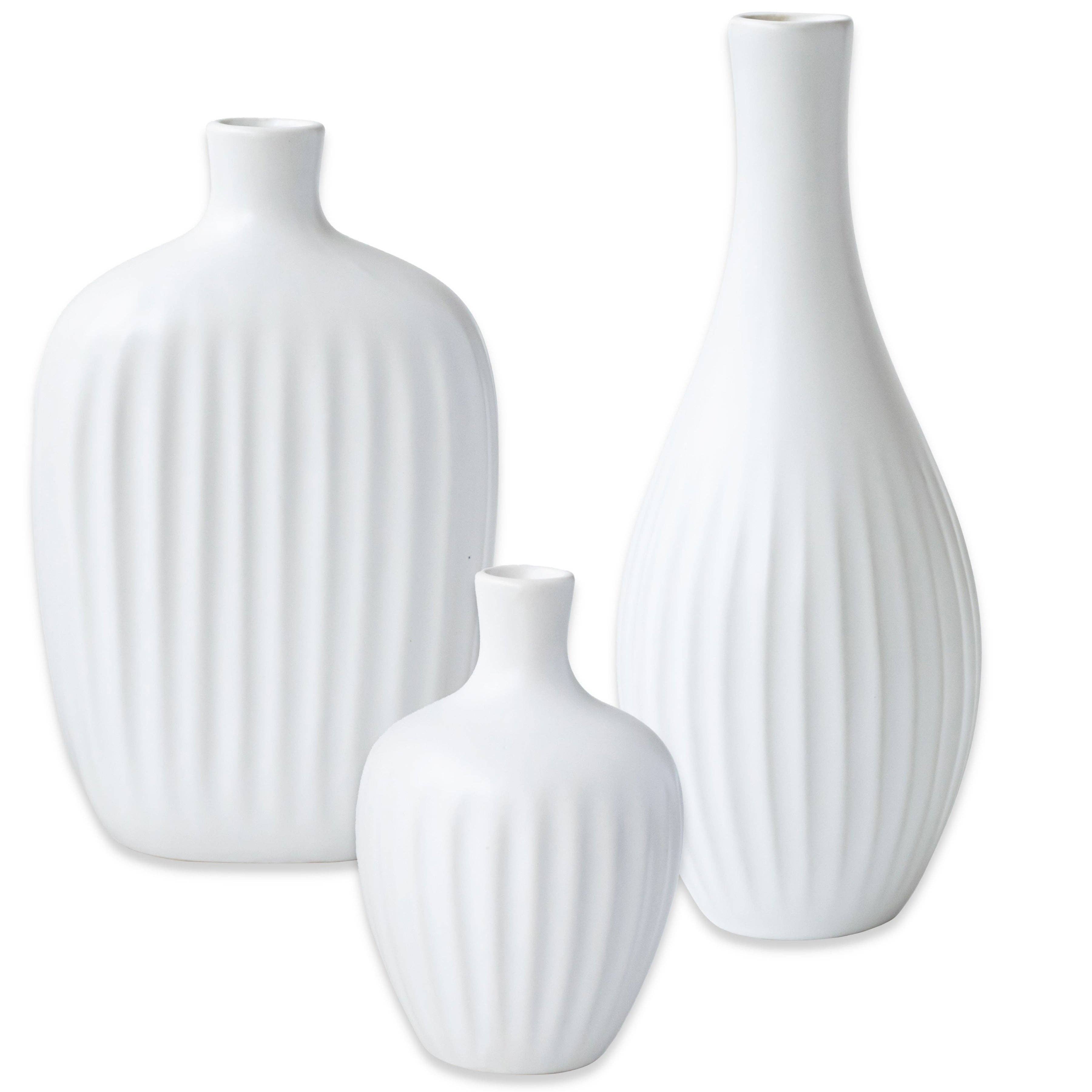Kate Aspen - Vente Vases - Vase minimaliste en céramique texturée blanche (lot de 3)8