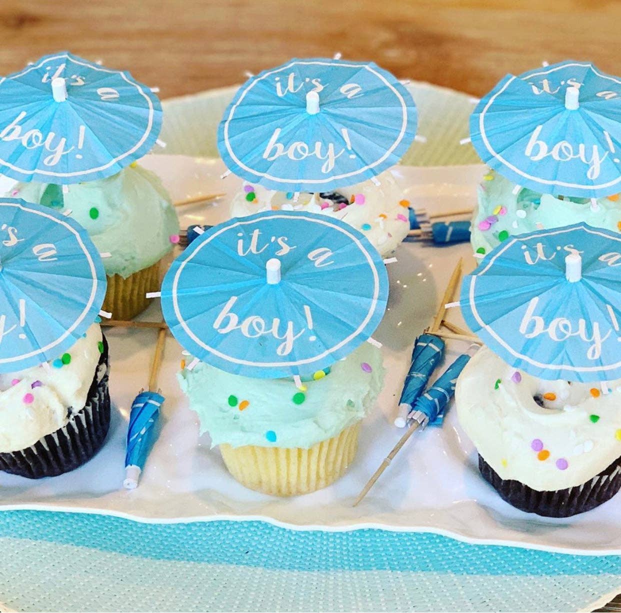 The Tiny Umbrella - Wholesale Cocktail Shaker - It's A Boy! Cocktail Umbrella1