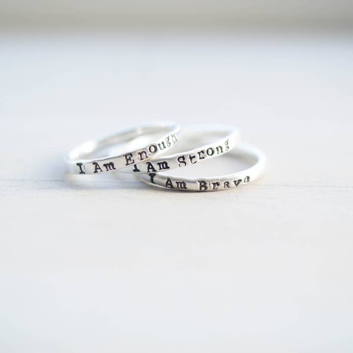 Simpli Stamped - Wholesale Band/Stacked Ring - Sterling Silver Rings for Women | I am Enough Ring | Inspirational Jewelry6