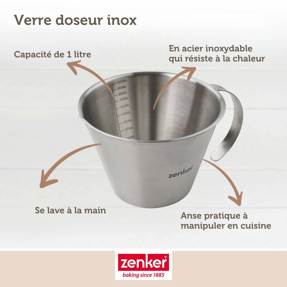 Zenker - Wholesale Measuring Cup - Zenker stainless steel measuring cup 1 liter6