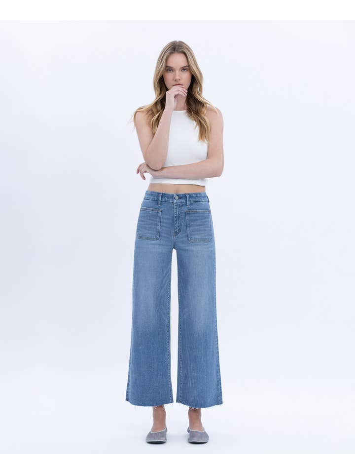 SERENE PROMISE HIGH RISE COMFORT WAISTBAND CROP WIDE JEANS T6947 for wholesale on Faire6