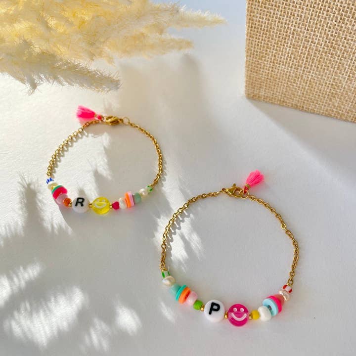Bracelet Smiley avec perles colorées pour la vente par PetitAtelier0711
