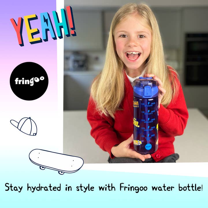 Fringoo Group Ltd - Venta al por mayor Botellas de agua - Botella con pajita - Navy Doodle