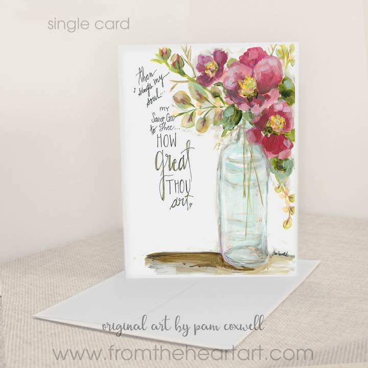Bottle & Camellia - Notecards for wholesale by From The Heart Art