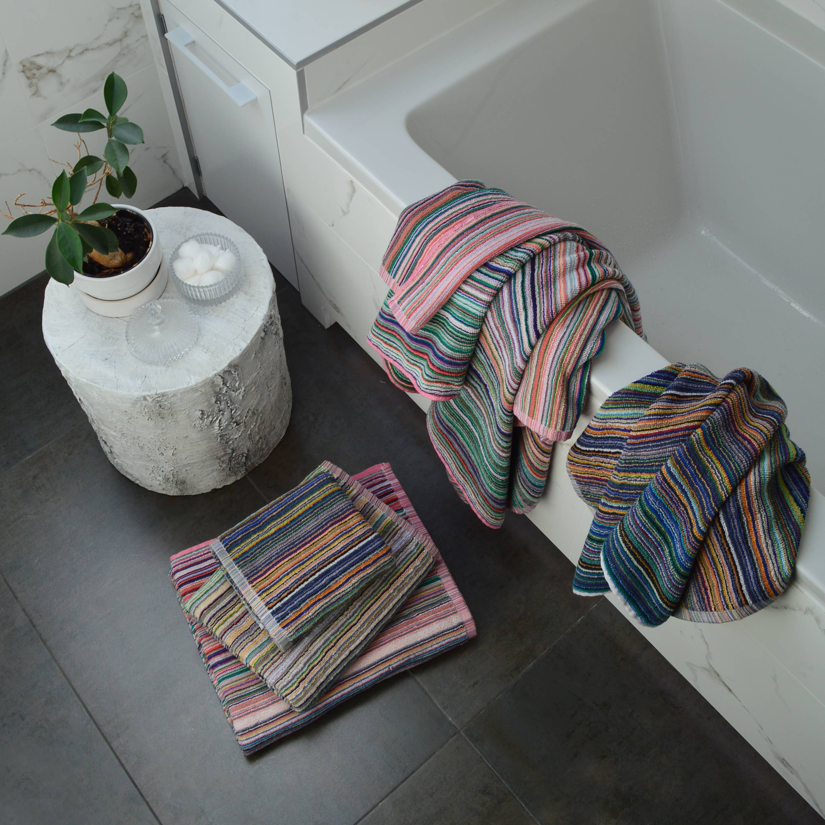 Allure Bath Fashions – wholesale Bath towel – Recycled Cotton Towels - Striped, Lightweight Remnant Yarn7