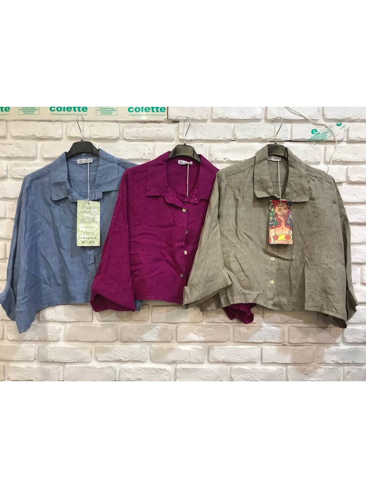 la maison des fibres naturelles - Wholesale Button Down Shirt - Women's - Linen crop shirt 83263 100% linen19