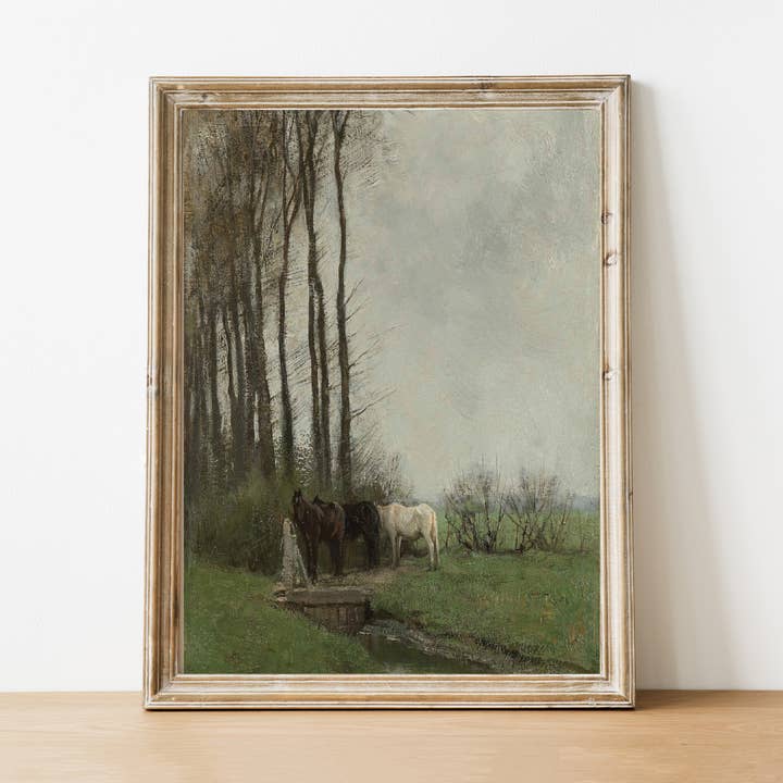 Horses Vintage Art Print for wholesale by Pink Lemon Decor
