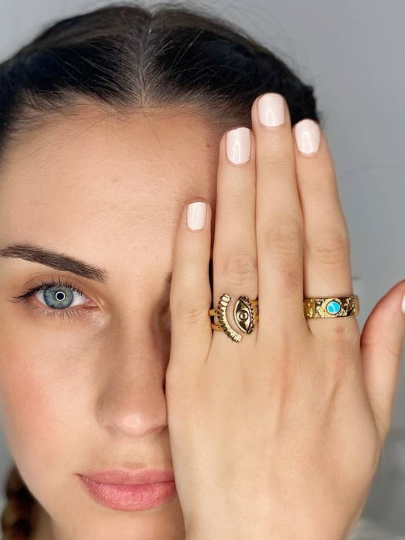 Christina Christi - Wholesale Signet Ring - Enamel Signet Ring, Gemstone Ring, Evil Eye Ring0