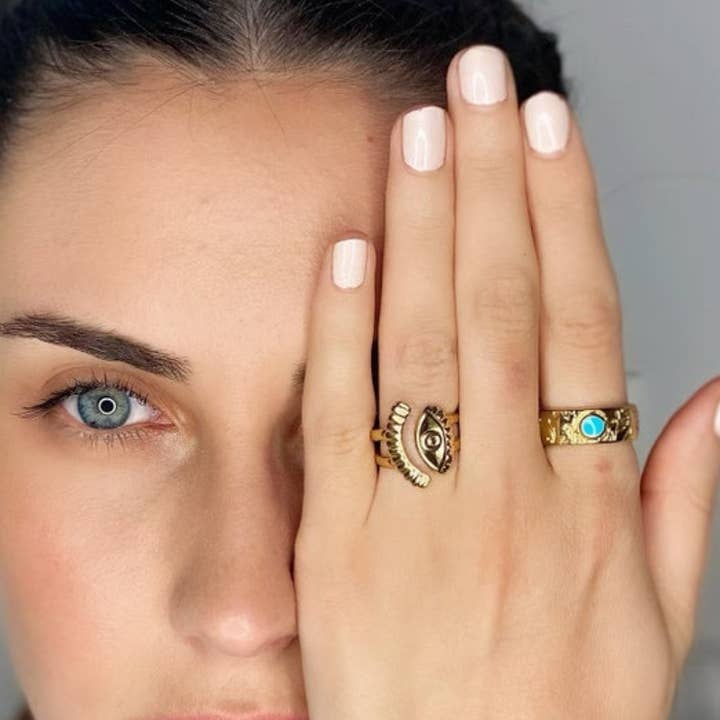 Christina Christi - Wholesale Signet Ring - Enamel Signet Ring, Gemstone Ring, Evil Eye Ring