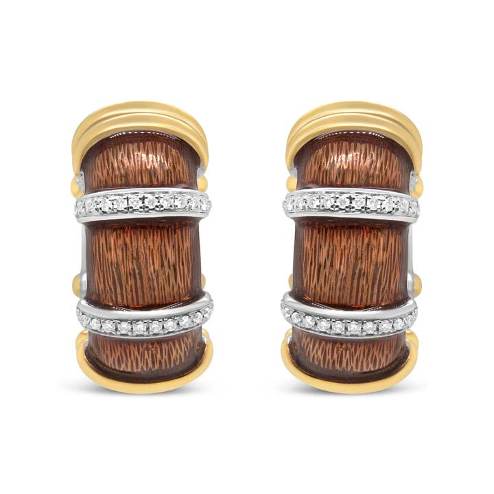 18K Gold over Silver 9/10 Cttw Diamonds Huggie Hoop Earrings for wholesale by Infinite Jewels