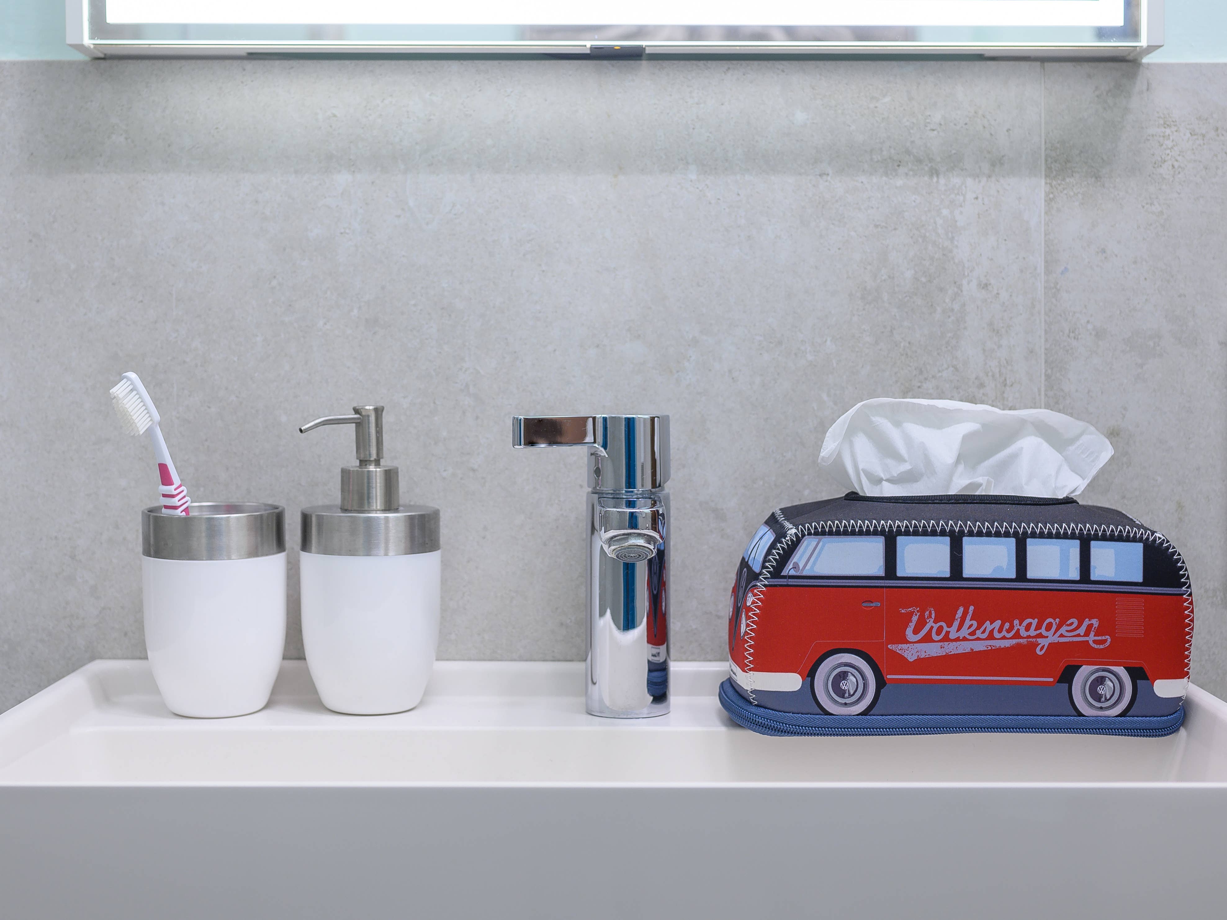 VW Collection by BRISA - Wholesale Tissue Box - VW T1 Bus Cosmetic Tissue Napkin Holder Dispenser - RD/BK3