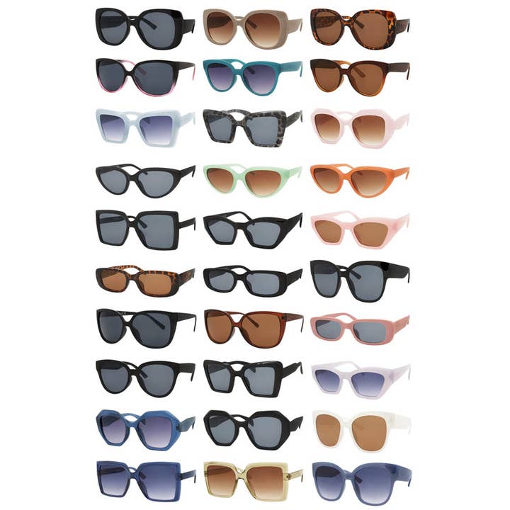 ASSORTIMENT DE LUNETTES DE SOLEIL ÉLÉGANT DE 36 PIÈCES pour la vente par Girly