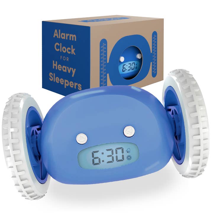Clocky – Großhandel Wecker – Lauter Wecker auf Rädern für Tiefschläfer (Blau)