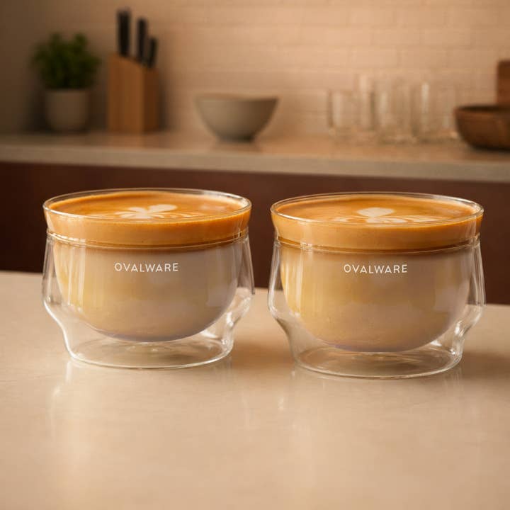 Dobbeltvægget Latte Master Glas 8,5oz (Sæt med 2) Frosthvid for engroshandel hos Ovalware