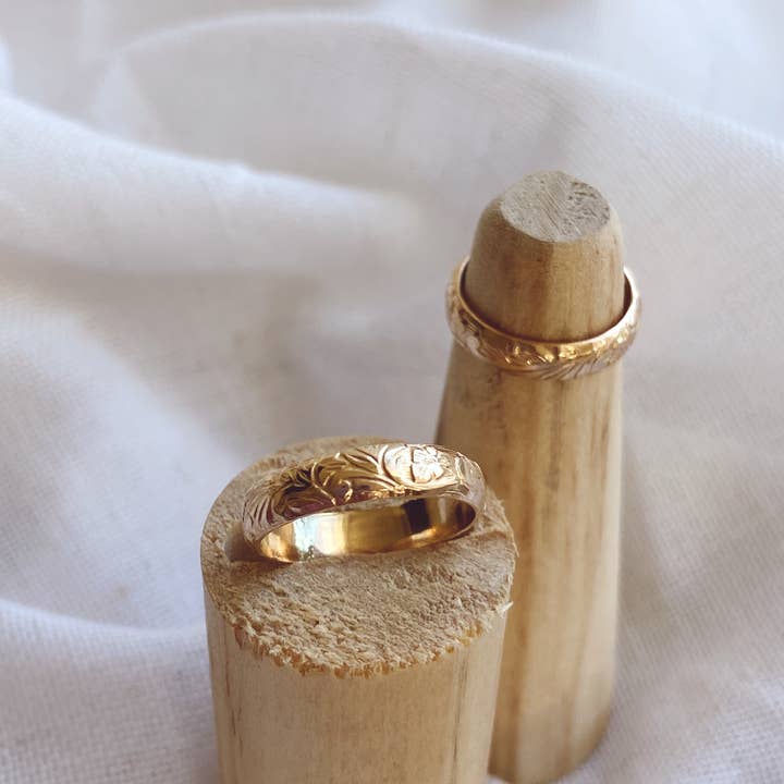 AVA Handmade Jewelry - Wholesale Band/Stacked Ring - Vintage floral thick band; floral thick band, floral band9