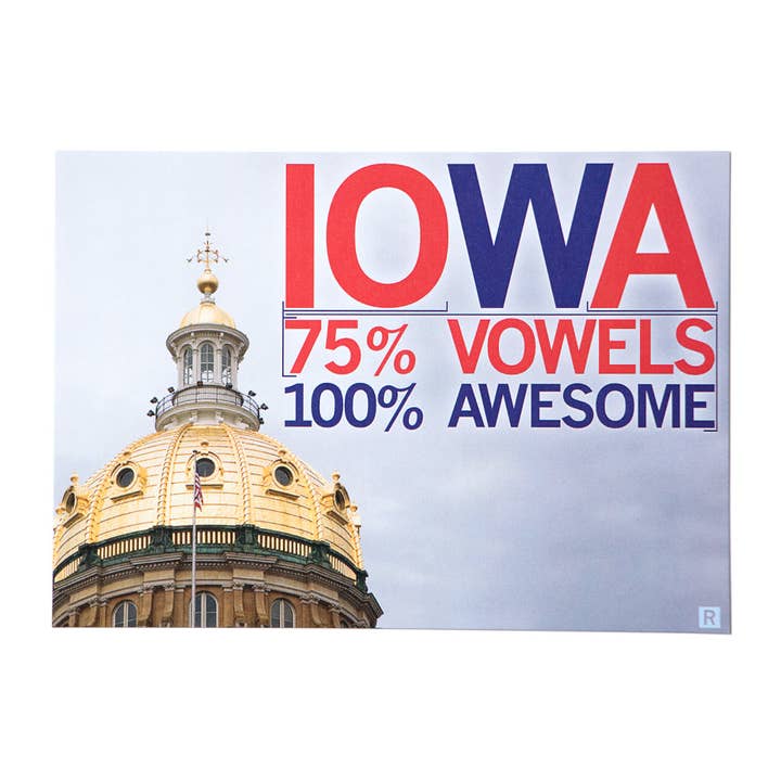Cartão postal com foto de vogais de Iowa por atacado de RAYGUN